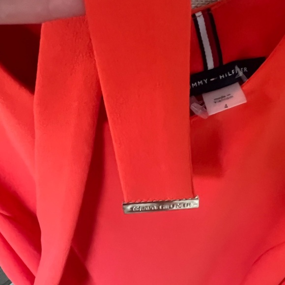 NWT Tommy Hilfiger Boatneck Belted Wide Leg Suba Jumpsuit, Orange, Size 4 - Picture 3 of 8